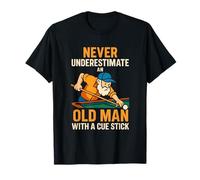 Never Underestimate an Old Man with A Cue Stick Pool Billard T-Shirt