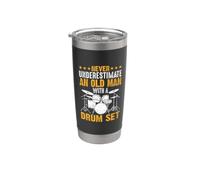 Never Underestimate an Old Man with A Drum Set Drummer Man Stainless Steel Insulated Tumbler