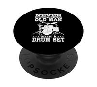 Never Underestimate An Old Man With A Drum Set Drummer PopSockets Adhesive PopGrip