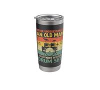 Never Underestimate an Old Man with A Drum Set Drummer Stainless Steel Insulated Tumbler