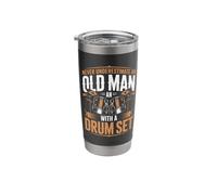 Never Underestimate an Old Man with A Drum Set Drummer Stainless Steel Insulated Tumbler