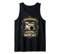 Never Underestimate an Old Man with A Drum Set Funny Drummer Tank Top
