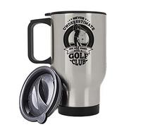 Never Underestimate an Old Man with a Golf Club Birthday Idea 14 oz Travel Mug Coffee Mug. (Silver)