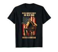 Never Underestimate an Old Man with A Guitar American Flag Value Graphic T-Shirt