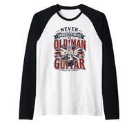 Never Underestimate an Old Man with a Guitar Raglan Baseball Tee