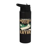Never Underestimate an Old Man with A Kayak Kayaking Paddle Stainless Steel Insulated Water Bottle