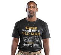 Never Underestimate an Old Man with a Motorcycle T Shirt Black