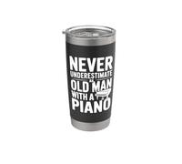 Never Underestimate an Old Man with A Piano Stainless Steel Insulated Tumbler