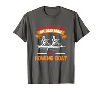 Never Underestimate an Old Man with A Rowing Boat Canoe T-Shirt, Men, Asphalt Grey, Small