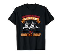 Never Underestimate an Old Man with A Rowing Boat Canoe T-Shirt, Men, Black, 3X-Large