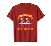 Never Underestimate an Old Man with A Rowing Boat Canoe T-Shirt, Men, Cranberry Red, 3X-Large