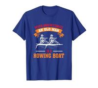 Never Underestimate an Old Man with A Rowing Boat Canoe T-Shirt, Men, Royal Blue, XX-Large