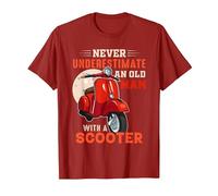 Never Underestimate an Old Man with A Scooter Pro Scooter T-Shirt, Men, Cranberry Red, Large