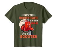 Never Underestimate an Old Man with A Scooter Pro Scooter T-Shirt, Youth, Olive Green, 3T