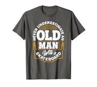 Never Underestimate an Old Man with A Skateboard T-Shirt, Men, Asphalt Grey, 6X-Large