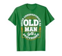 Never Underestimate an Old Man with A Skateboard T-Shirt, Men, Kelly Green, Small