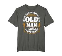 Never Underestimate an Old Man with A Skateboard T-Shirt, Men's Big and Tall, Asphalt Grey, 3X Tall