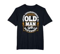 Never Underestimate an Old Man with A Skateboard T-Shirt, Men's Big and Tall, Black, 4X Tall