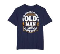 Never Underestimate an Old Man with A Skateboard T-Shirt, Men's Big and Tall, Navy Blue, 3X Tall