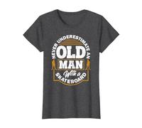 Never Underestimate an Old Man with A Skateboard T-Shirt, Women, Dark Heather Grey, X-Small