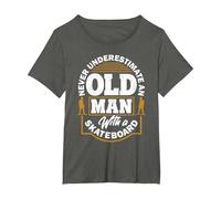 Never Underestimate an Old Man with A Skateboard T-Shirt, Women's Plus, Asphalt Grey, 5X