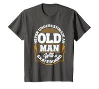Never Underestimate an Old Man with A Skateboard T-Shirt, Youth, Asphalt Grey, Small