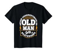 Never Underestimate an Old Man with A Skateboard T-Shirt, Youth, Black, 4T