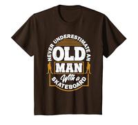 Never Underestimate an Old Man with A Skateboard T-Shirt, Youth, Brown, 3T