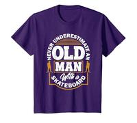 Never Underestimate an Old Man with A Skateboard T-Shirt, Youth, Purple, 3T