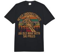 Never Underestimate an Old Man with A Ski Poles Gift Skiing Comfort Colors Adult Heavyweight T-Shirt