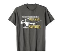 Never Underestimate an Old Man with a Sword! Fencer T-Shirt T-Shirt, Men, Asphalt Grey, 6X-Large