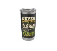 Never Underestimate an Old Man with A Tennis Racket Player Stainless Steel Insulated Tumbler