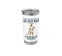 Never Underestimate an Old Man with A Tennis Racket Player Stainless Steel Insulated Tumbler