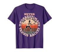 Never Underestimate an Old Man with a Tennis Racket T-Shirt, Men, Purple, Small