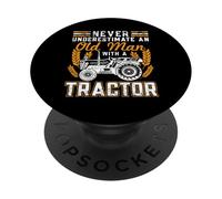 Never underestimate an old man with a tractor PopSockets Adhesive PopGrip