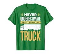Never Underestimate an Old man with a Truck Trailer Trucker T-Shirt, Men, Kelly Green, X-Large