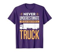 Never Underestimate an Old man with a Truck Trailer Trucker T-Shirt, Men, Purple, Small