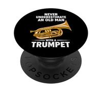 Never Underestimate An Old Man With A Trumpet PopSockets Adhesive PopGrip