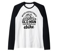 Never Underestimate an Old Man with an E-Bike - Mountain Raglan Baseball Tee