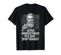 Never Underestimate an Old Man with Irish Whiskey Drinker T-Shirt