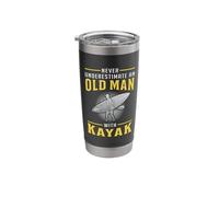 Never Underestimate an Old Man with Kayak Kayaker Man Kayak Stainless Steel Insulated Tumbler