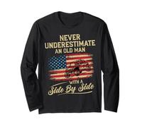 Never Underestimate an Old Man with UTV and Flag USA Long Sleeve T-Shirt