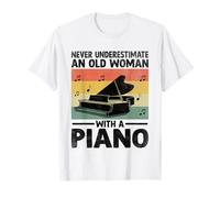 Never Underestimate An Old Waman With A Piano Player Pianist T-Shirt