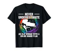 Never Underestimate An Old Woman Color Guard Flag T-Shirt