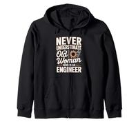 Never Underestimate An Old Woman Who Is An Engineer Zip Hoodie