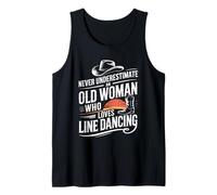 Never Underestimate an Old Woman Who Loves Line Dancing Tank Top