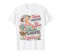 Never Underestimate an Old Woman Who Still Gardens in Her 80 Value Graphic T-Shirt, Men, White, M