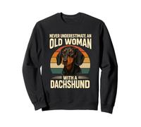 Never Underestimate an Old Woman With a Dachshund Dog Retro Sweatshirt