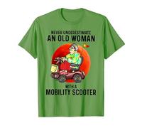 Never Underestimate an Old Woman with A Mobility Scooter T-Shirt, Men, Grass Green, 3X-Large