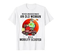 Never Underestimate an Old Woman with A Mobility Scooter T-Shirt, Men, White, Large